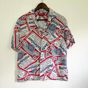 Budweiser Graphic Collared Button Up Shirt Men's Small
